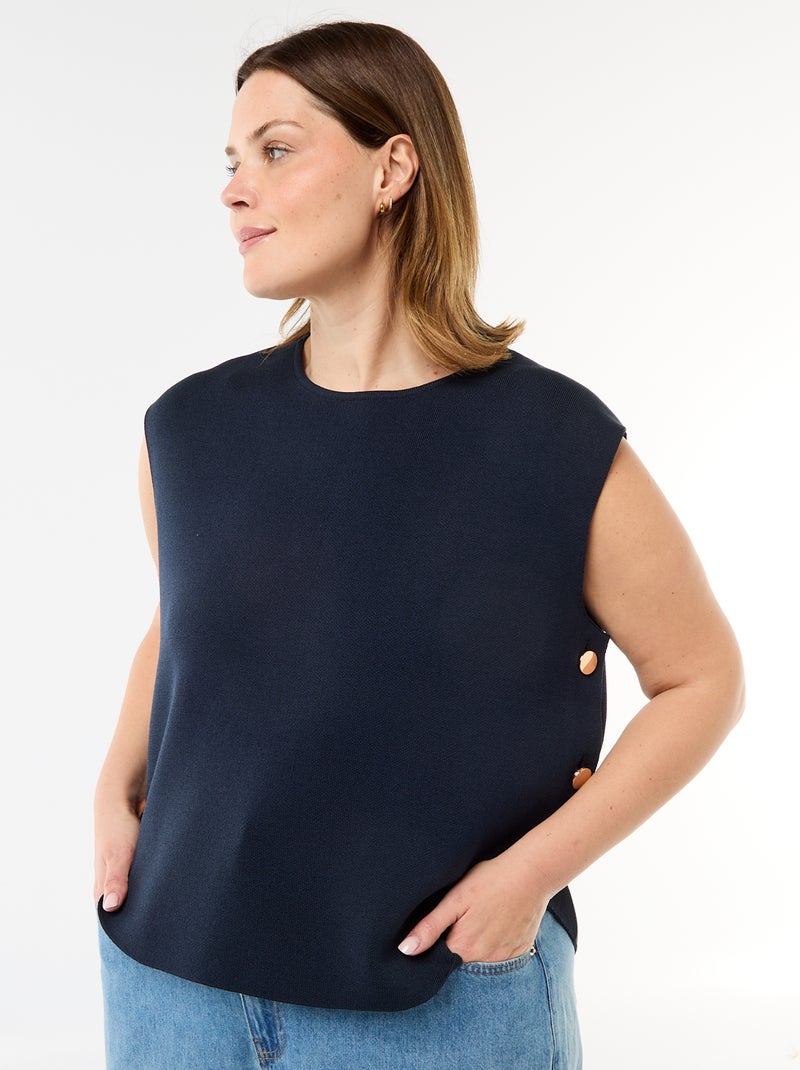 Maglia smanicata con bottoni dorati sul lato Blu - Kiabi