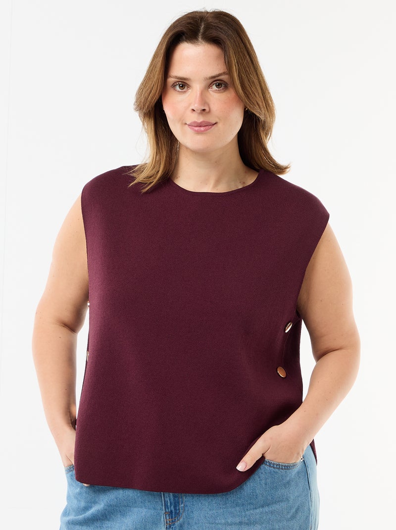 Maglia smanicata con bottoni dorati sul lato Rosso - Kiabi