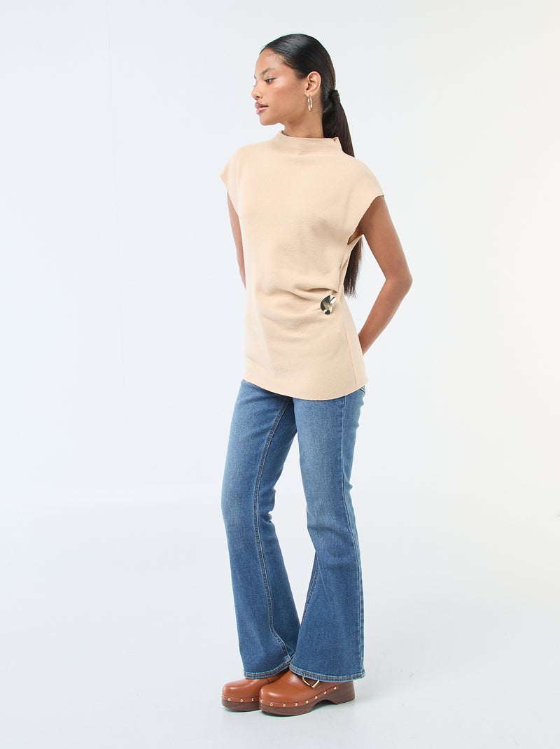 Maglia smanicata con collo alto Beige - Kiabi