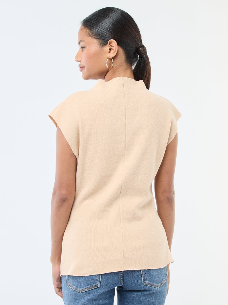 Maglia smanicata con collo alto Beige - Kiabi