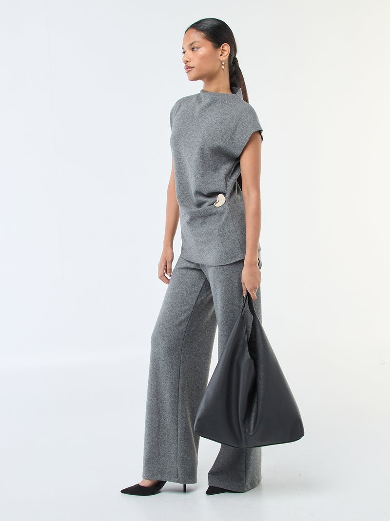 Maglia smanicata con collo alto Grigio - Kiabi