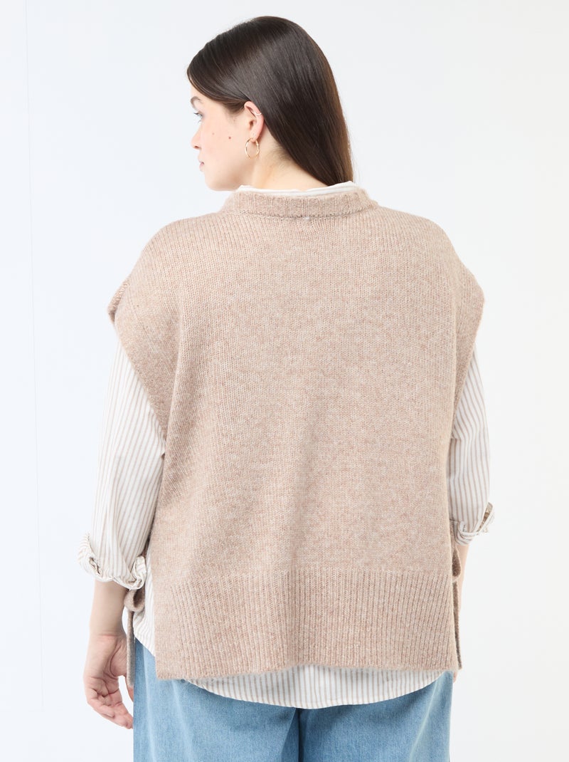 Maglia smanicata da annodare sui lati Marrone - Kiabi