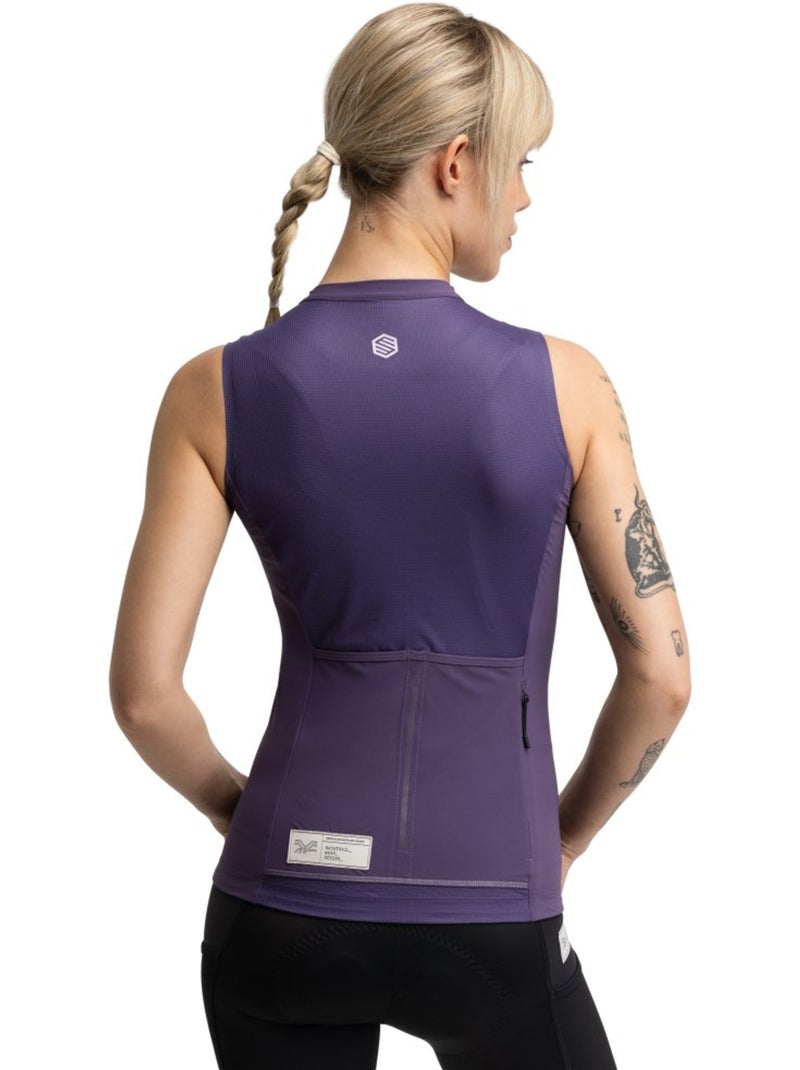 Maglia smanicata da ciclismo gravel da donna ciclismo donna gm4 strata aubergine Viola - Kiabi