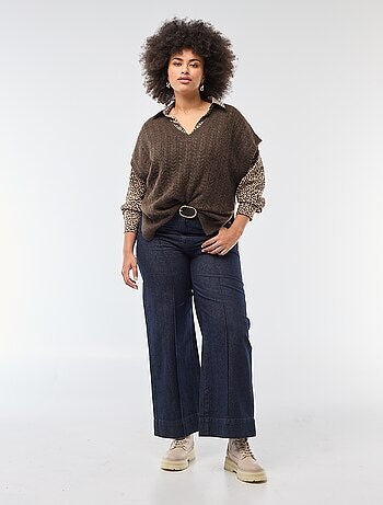 Pullover senza maniche in maglia a trecce a grosso spessore