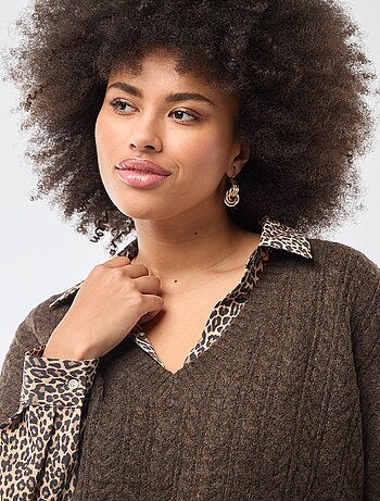 Pullover senza maniche in maglia a trecce a grosso spessore