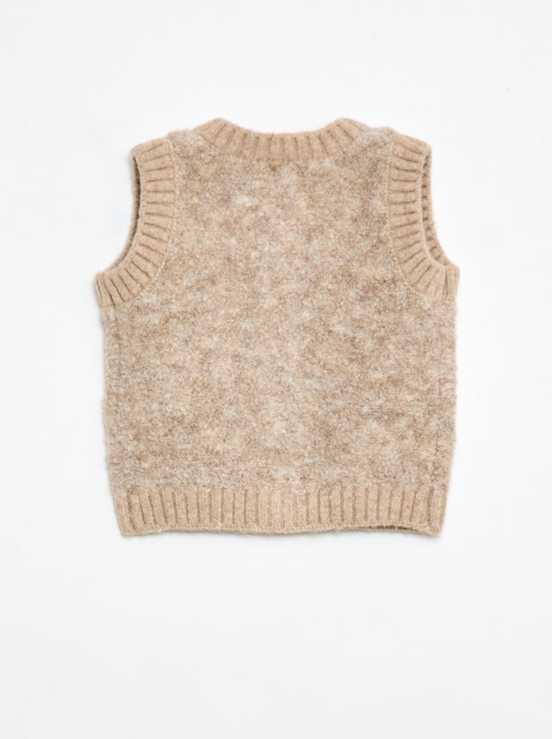 Maglia smanicata in maglia bouclé Beige - Kiabi