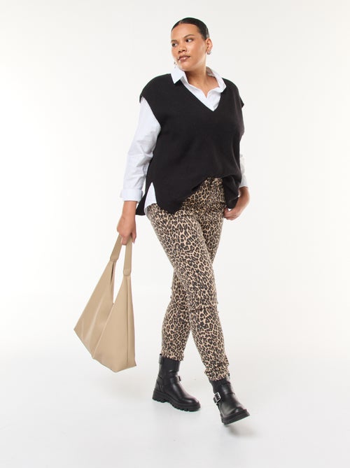 Maglia smanicata tinta unita in maglia tricot - Kiabi