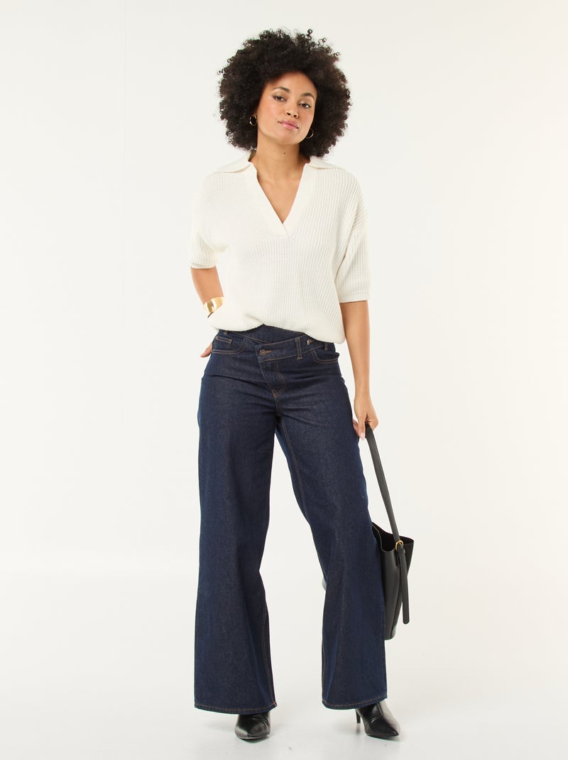 Maglia stile polo con scollo a V Bianco - Kiabi