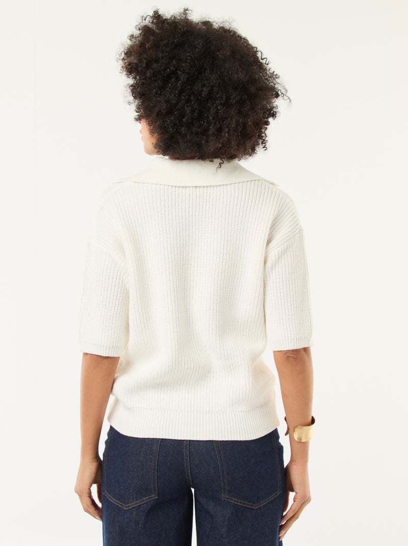 Maglia stile polo con scollo a V Bianco - Kiabi