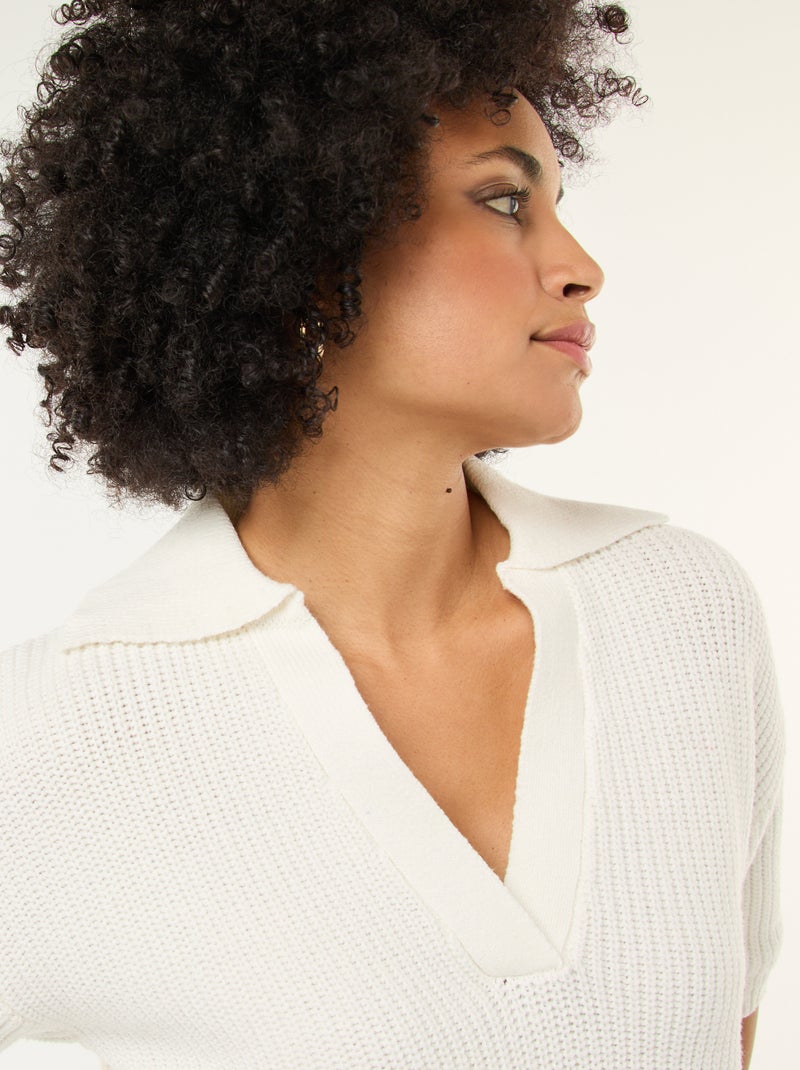 Maglia stile polo con scollo a V Bianco - Kiabi