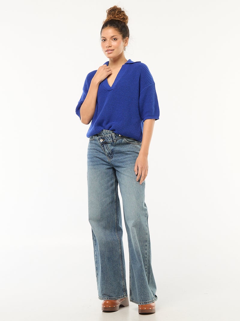Maglia stile polo con scollo a V Blu - Kiabi