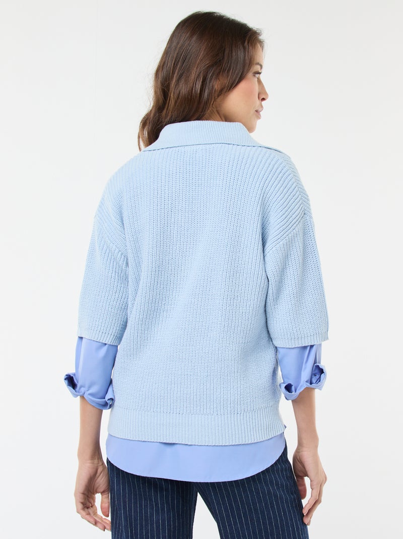 Maglia stile polo con scollo a V Blu - Kiabi
