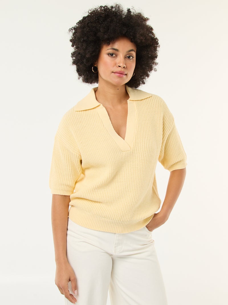 Maglia stile polo con scollo a V Giallo - Kiabi