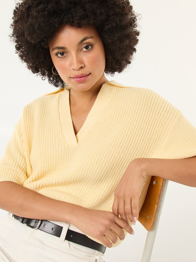 Maglia stile polo con scollo a V Giallo - Kiabi