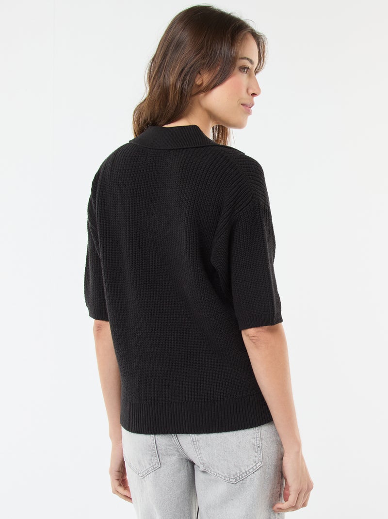 Maglia stile polo con scollo a V Nero - Kiabi
