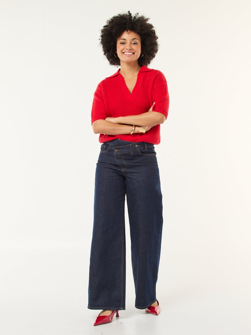 Maglia stile polo con scollo a V Rosso - Kiabi
