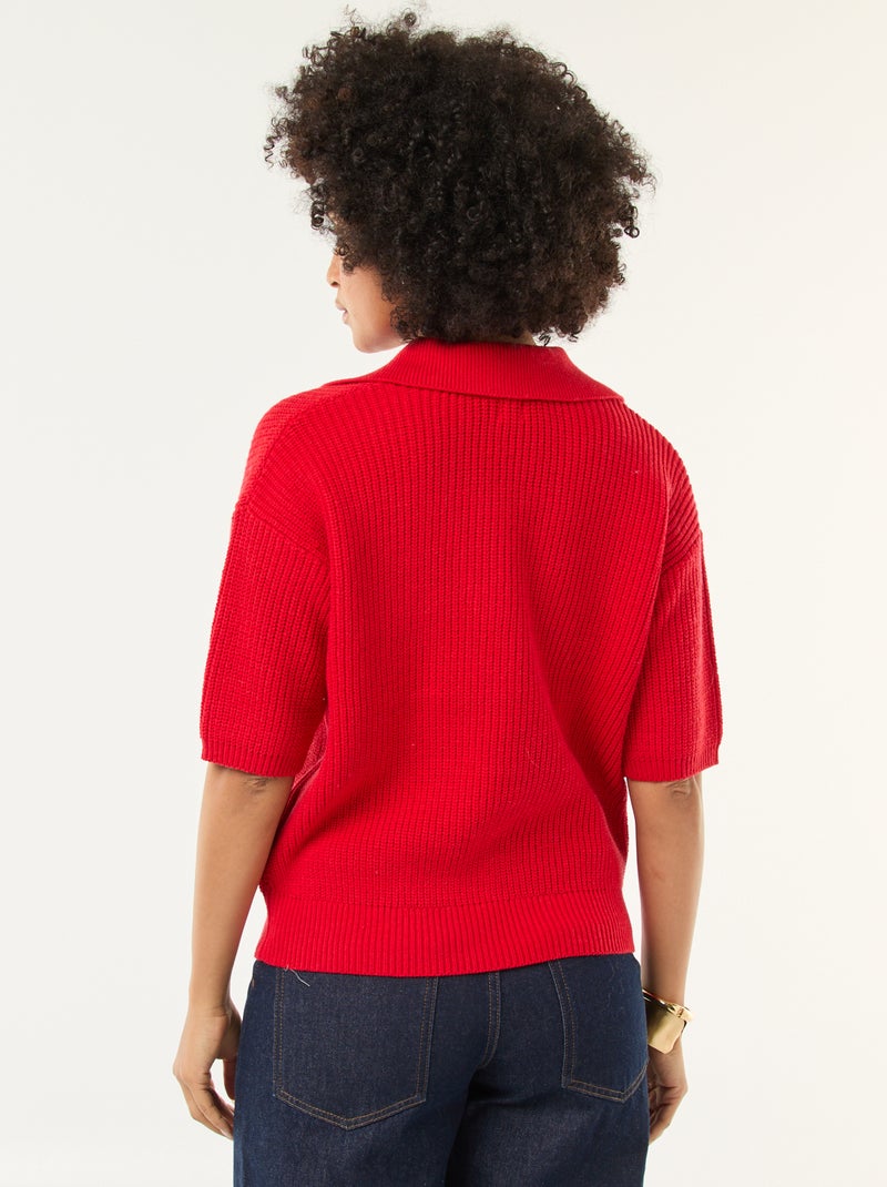 Maglia stile polo con scollo a V Rosso - Kiabi
