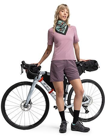 Maglia tecnica a maniche corte da bikepacking da donna ciclismo donna map