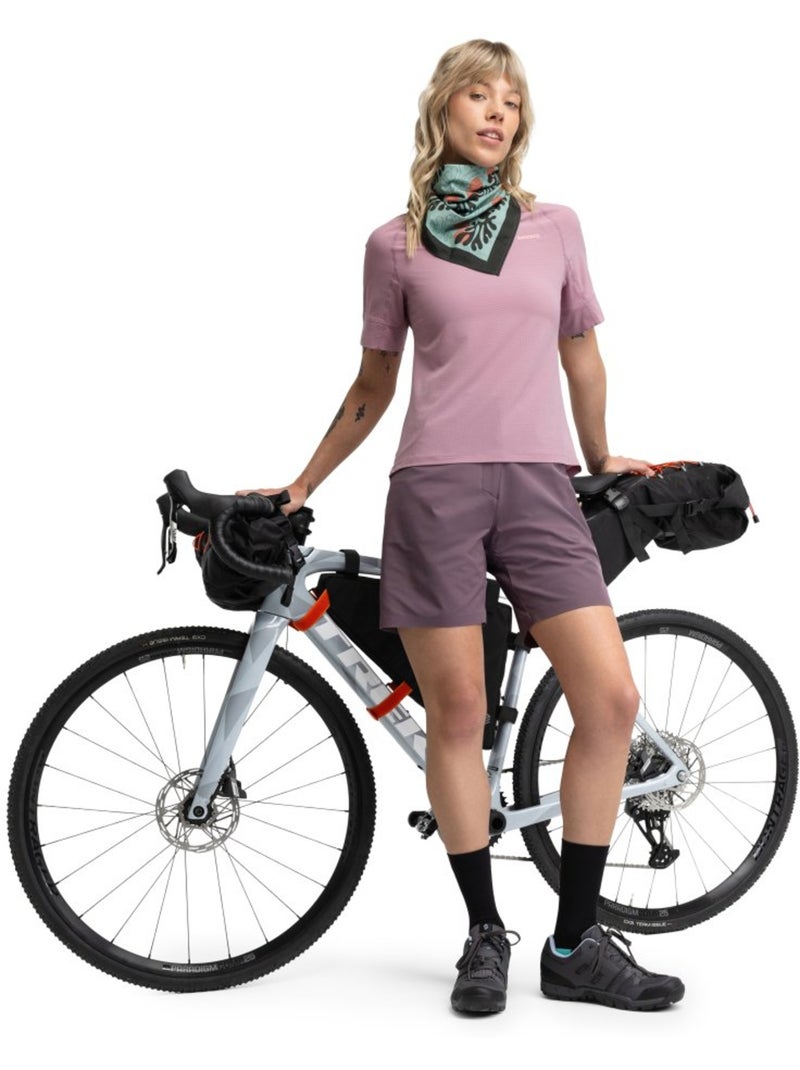 Maglia tecnica a maniche corte da bikepacking da donna ciclismo donna map Viola - Kiabi