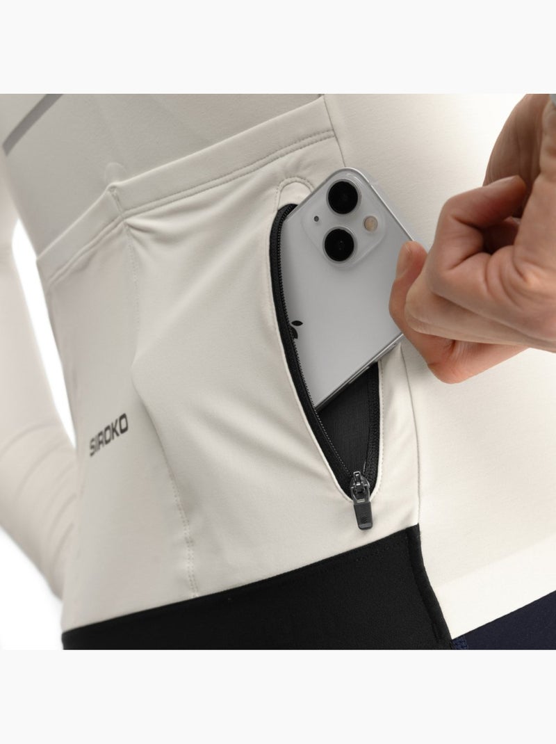 Maglia termica da ciclismo a maniche lunghe uomo ciclismo uomo m7 egret Bianco - Kiabi