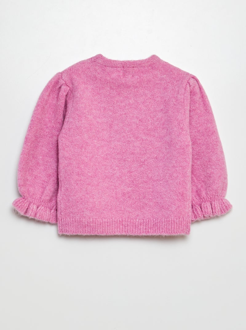 Maglia tinta unita maniche lunghe forma a palloncino ROSA - Kiabi