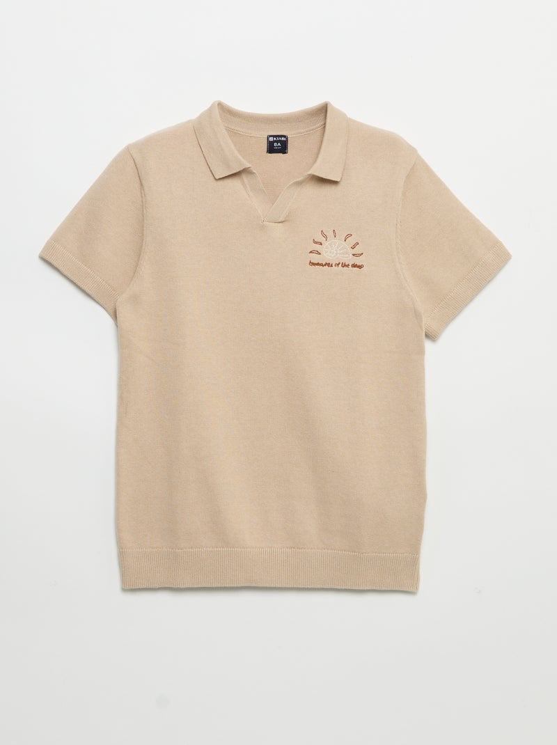Maglia tipo polo a maniche corte Beige - Kiabi