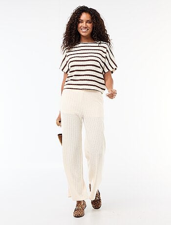 Maglia traforata a maniche corte