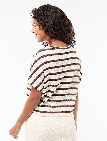 Maglia traforata a maniche corte