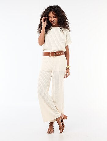 Maglia traforata a maniche corte