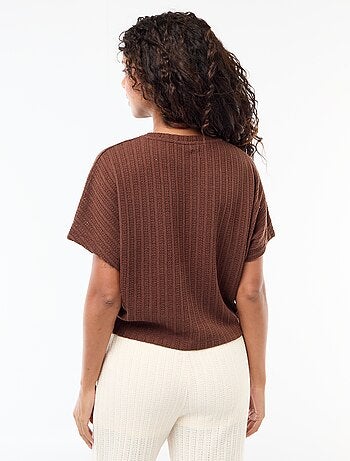 Maglia traforata a maniche corte