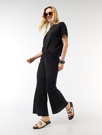 Maglia traforata a maniche corte