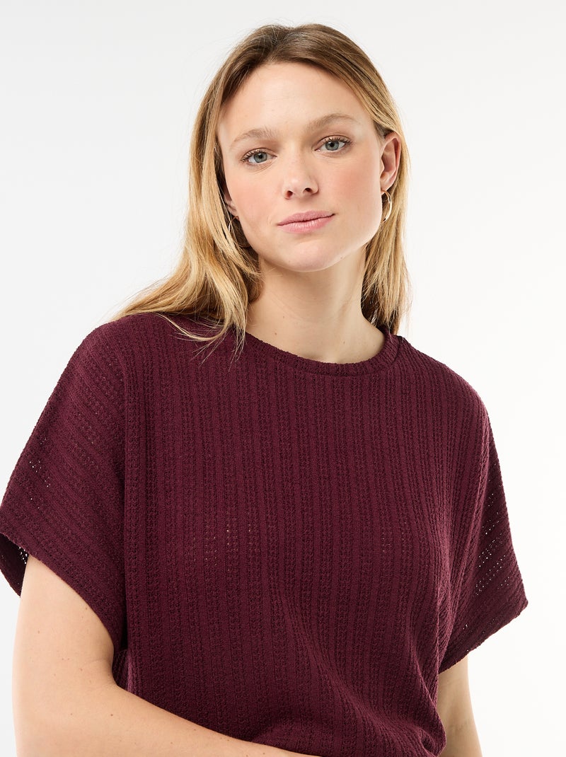 Maglia traforata a maniche corte Rosso - Kiabi