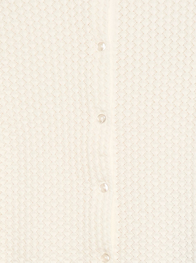 Maglia traforata con scollo rotondo Bianco - Kiabi