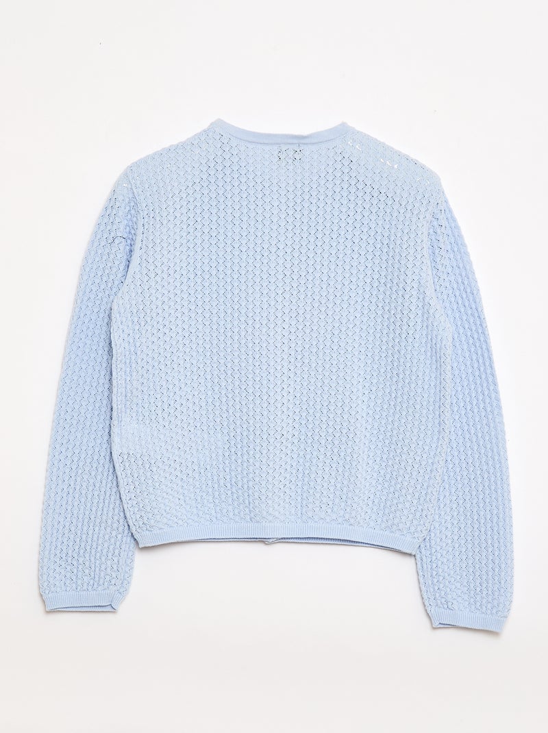 Maglia traforata con scollo rotondo Blu - Kiabi