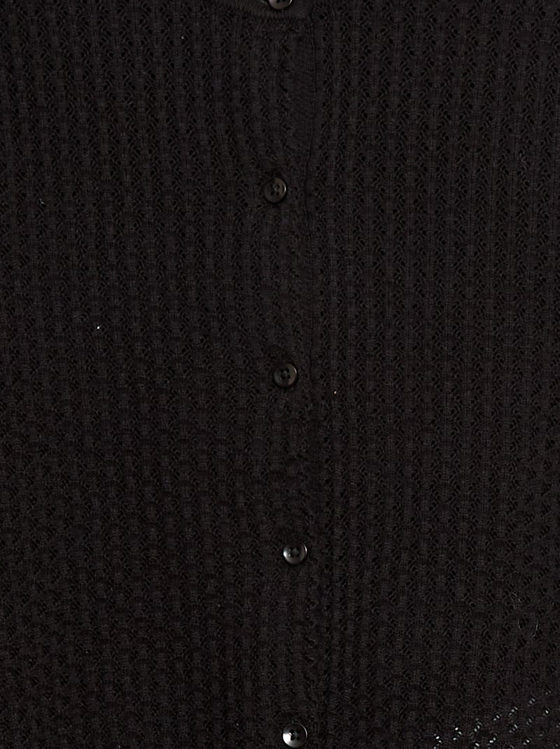 Maglia traforata con scollo rotondo Nero - Kiabi