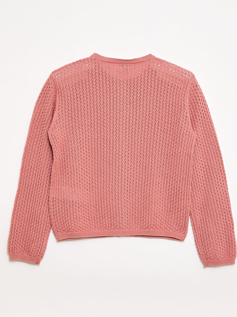 Maglia traforata con scollo rotondo Rosa - Kiabi