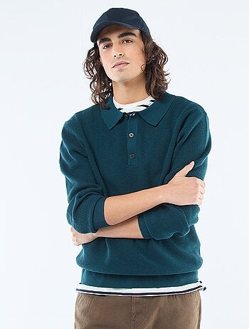 Maglione a nido d'ape con collo polo