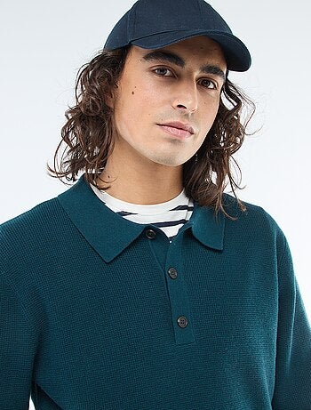 Maglione a nido d'ape con collo polo