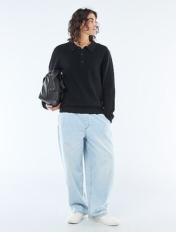 Maglione a nido d'ape con collo polo