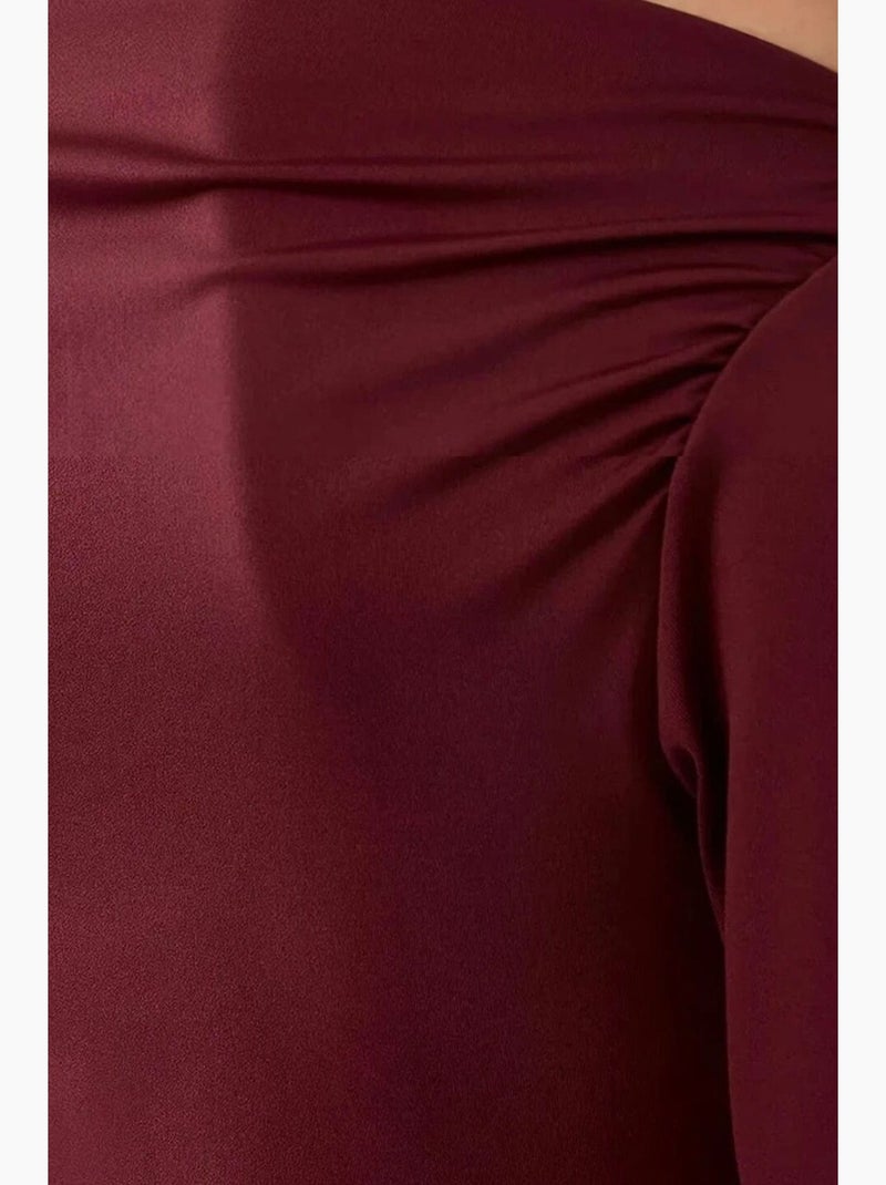 Maglietta a costine asimmetrica con spacco manica lunga hiccup Rosso - Kiabi