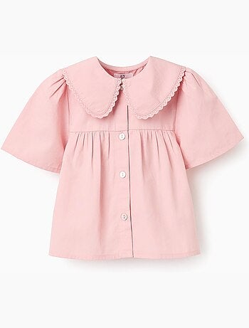 Maglietta a manica corta in popeline con maxi collo