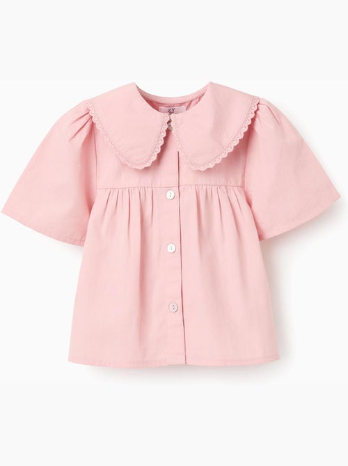 Maglietta a manica corta in popeline con maxi collo - Kiabi