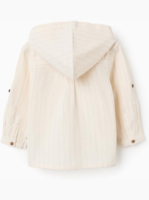 Maglietta a manica lunga a righe in lino con cappuccio - Kiabi