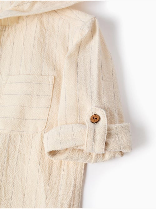 Maglietta a manica lunga a righe in lino con cappuccio - Kiabi