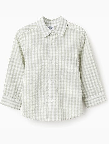 Maglietta a manica lunga in cotone con motivo vichy b&s