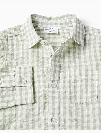 Maglietta a manica lunga in cotone con motivo vichy b&s