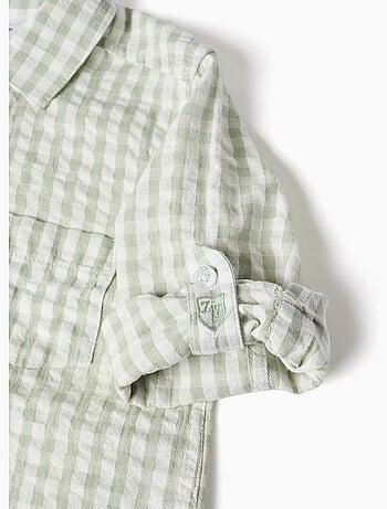 Maglietta a manica lunga in cotone con motivo vichy b&s