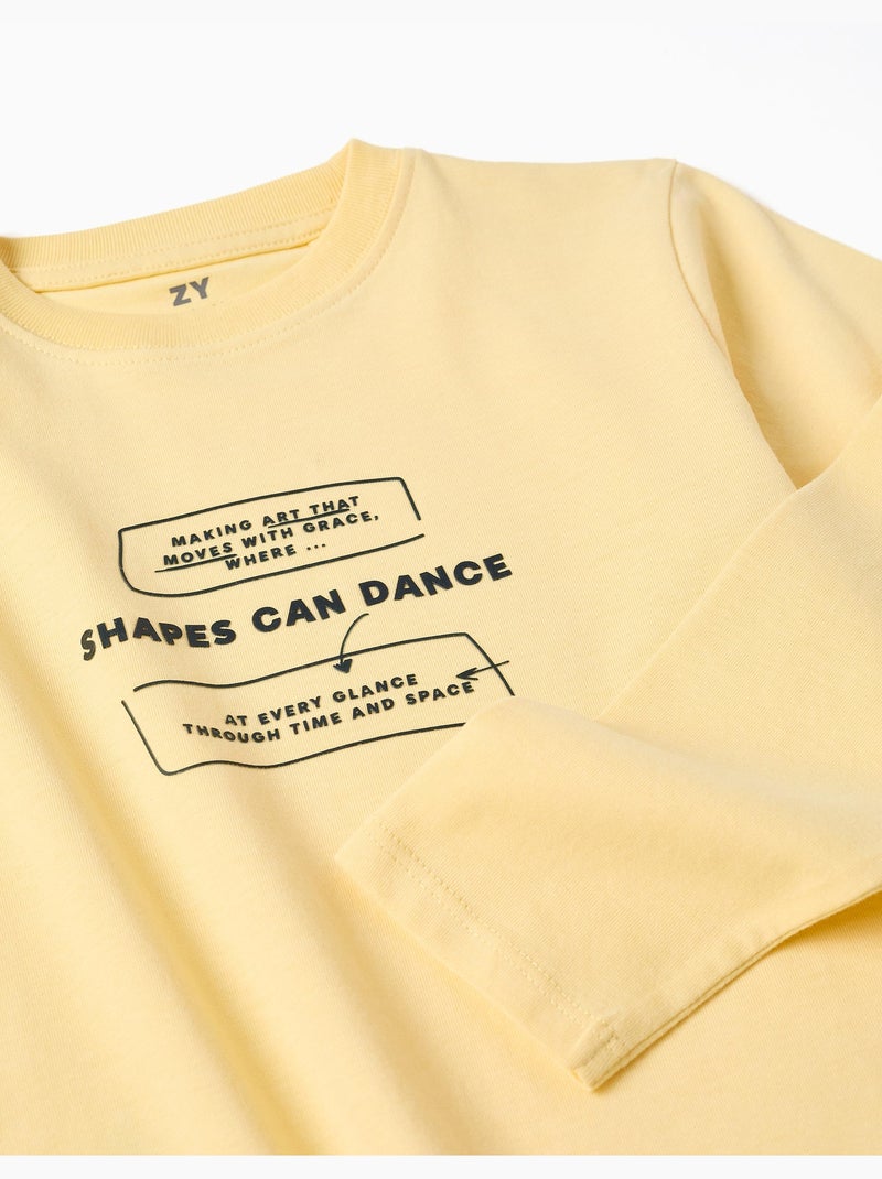 Maglietta a manica lunga in cotone con stampa Making Art Giallo - Kiabi