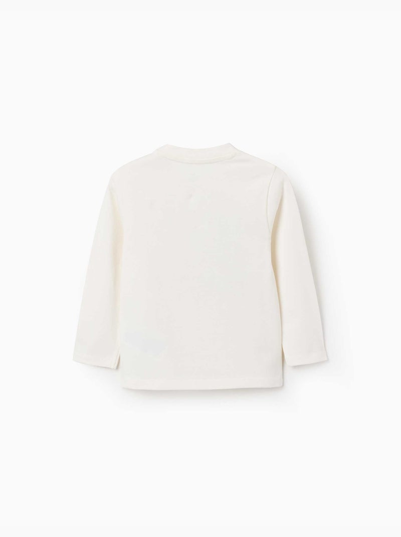 Maglietta a manica lunga in cotone con stampa mickey Bianco - Kiabi