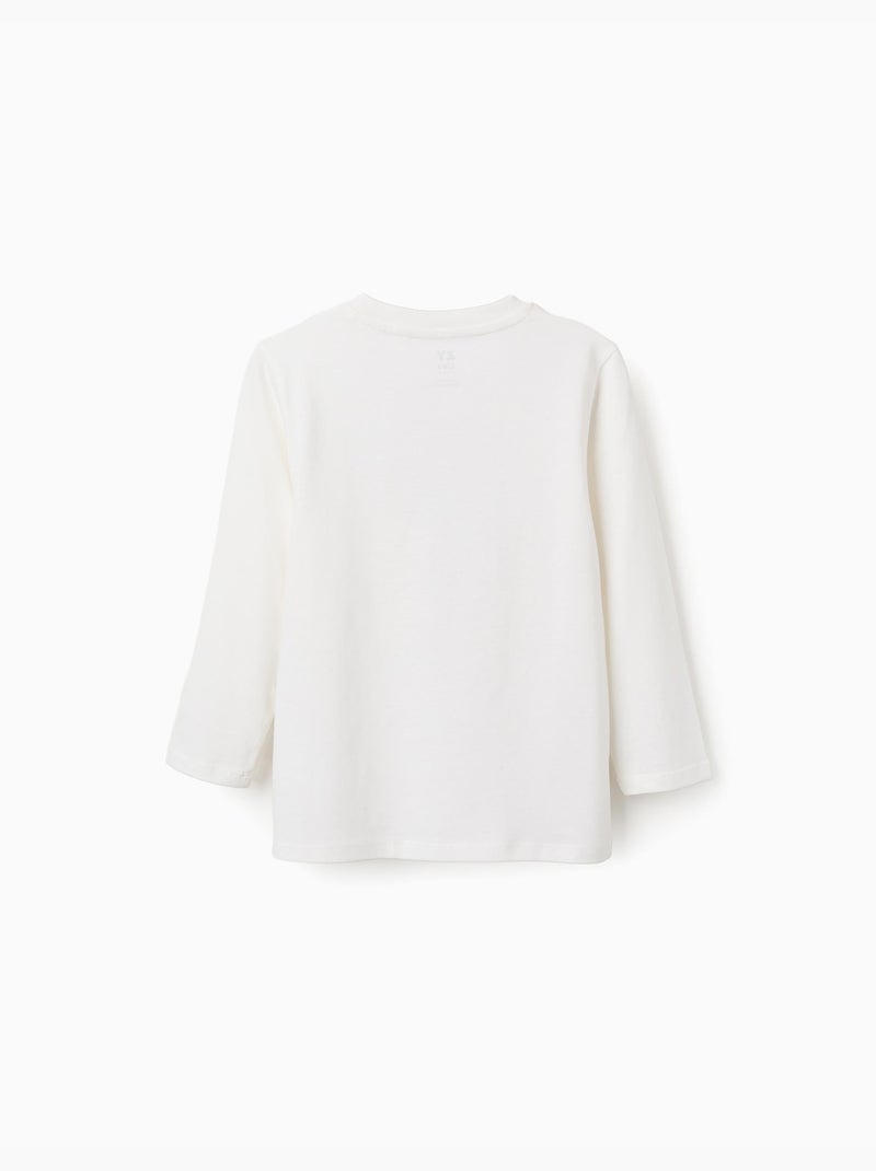 Maglietta a manica lunga in cotone con stampa Shapes Bianco - Kiabi